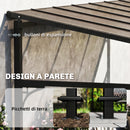 Pergola Addossata 4x3 m con Tetto in Policarbonato Metallo e Alluminio con Viti Marrone      