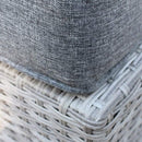 Divano con 2 Pouf Perù con Cuscini in Wicker Grigio