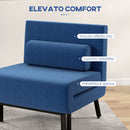 Poltrona Letto Reclinabile in 5 Posizioni 75x70x75 cm in Tessuto Effetto Lino e Acciaio Blu Scuro  