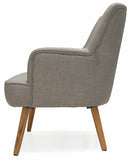 Poltrona Imbottita in Tessuto con Gambe in Legno Soriani Grigio Chiaro