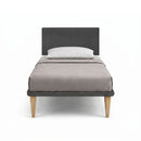 Letto 1 Piazza e Mezza con Rete Rivestita Microfibra Grigio Tessis Testata Vertical Varie Misure