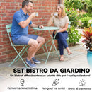 Set Bistrò con Due Sedie e Tavolo da Giardino Ø58x70 cm Pieghevoli in Metallo Verde Chiaro      