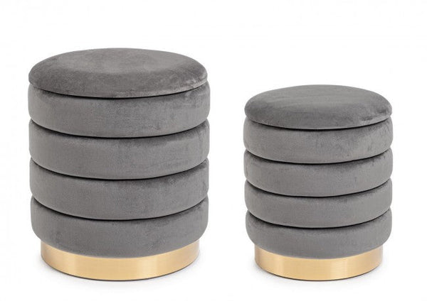 Set 2 Pouf Contenitore Darina Grigio in Legno acquista