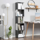 Libreria Moderna Salvaspazio a 5 Ripiani 33x28x161 cm in Legno Grigio e Bianco