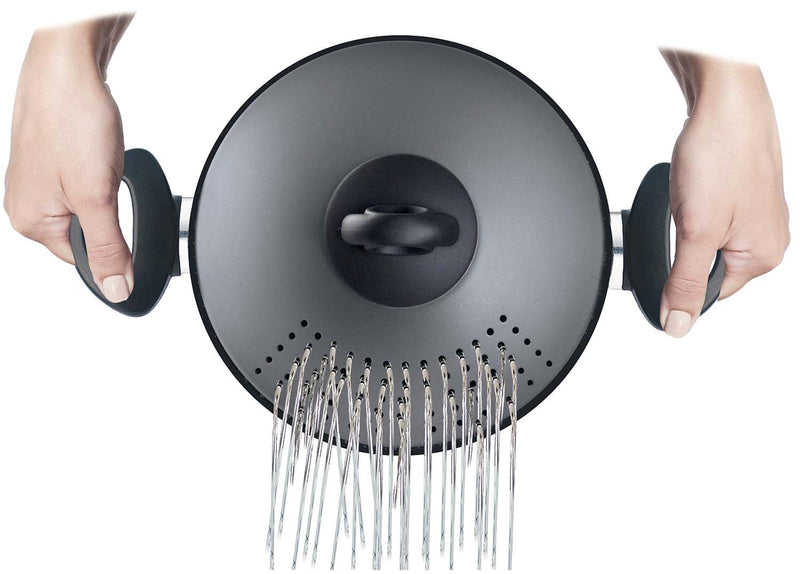 Pentola Pastì in Alluminio Ø 16 cm Antiaderente Induzione Coperchio Colapasta Silex Diamantide Nera