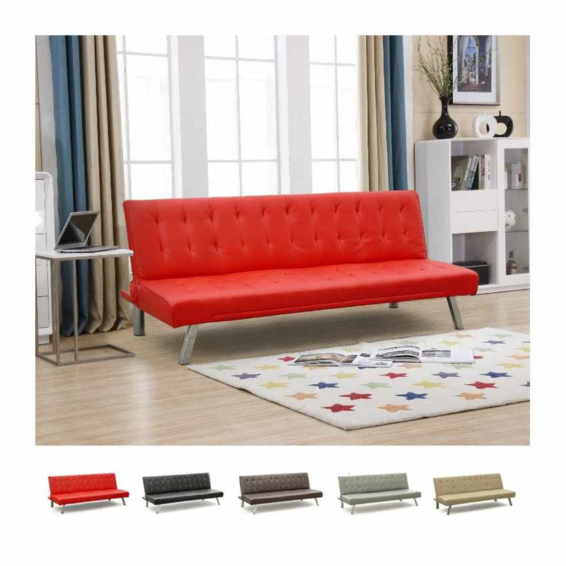 Divano Letto 175x80x73 cm in Similpelle Rosso