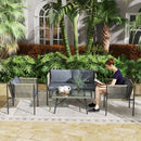 Set Salotto da Giardino con 2 Poltrone Divanetto e Tavolino da Caffè in Vetro in Rattan Grigio   
