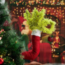 Decorazione per Albero di Natale a Braccio di Elfo 30x25x70 cm in Tessuto Imbottito Verde      