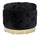 Puff Contenitore Rich Nero Ø55x42 cm in Legno Spugna Poliestere e Acciaio Nero e Oro