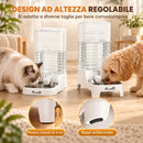 Distributore di Acqua per Gatti e Cani Automatico a Gravità 8 L 19,3x32,8x43,4 cm con Ciotola in Acciaio Inox e ABS Bianco      