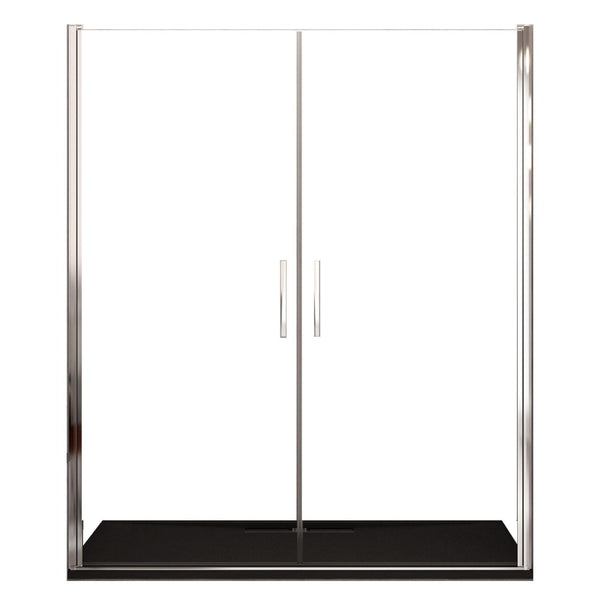 prezzo Porta Parete Doccia 2 Ante Batttenti in Cristallo Trasparente 6mm H195 Bonussi Alexia Varie Misure