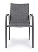 Set 4 Sedie da Giardino 55,5x60x83h cm con Braccioli Odeon Antracite Gr Scuro 