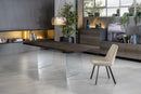 Tavolo Fisso 160x90x76 cm Gambe in Vetro con Top in Rovere Termocotto