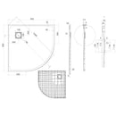 Piatto Doccia Semicircolare 90x90 cm in Acrilico Fosterberg Azalea 4 Tortora