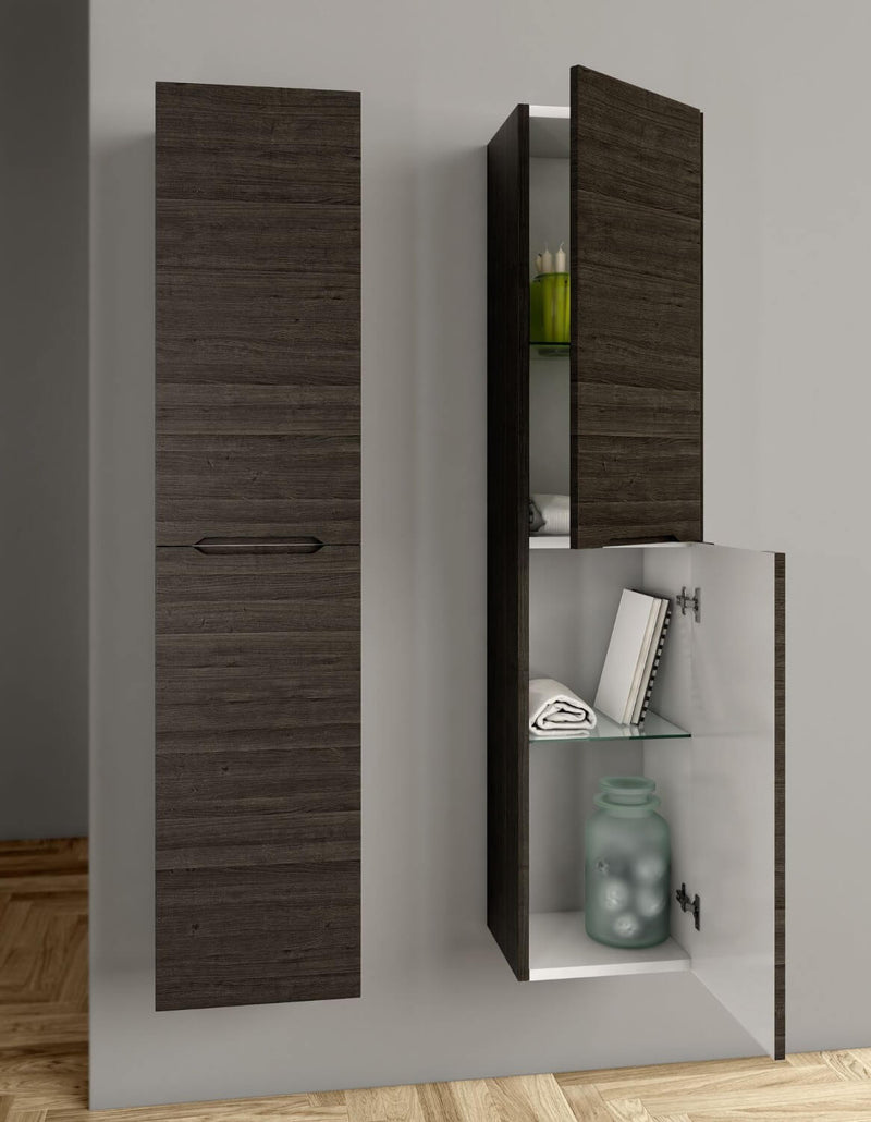 Mobile da Bagno a Colonna 2 Ante in Mdf 35x30x160cm TFT Swing Wengè