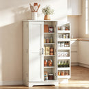 Credenza Cucina Mobile Dispensa 60x40x120 cm con 12 Portaspezie Ripiani Regolabili e 2 Ante in Truciolato e MDF Crema      