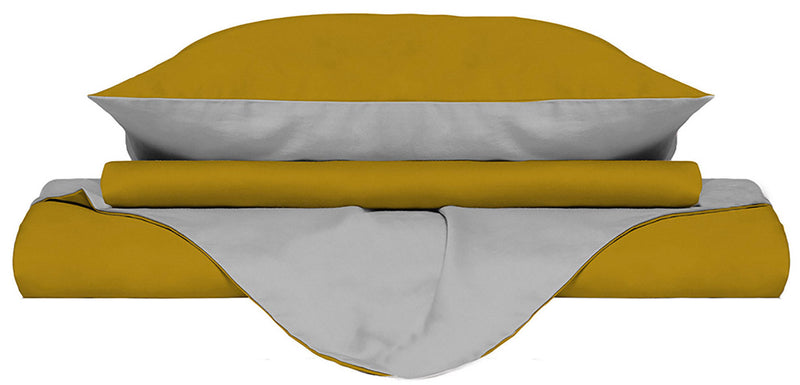 Copripiumino con Sacco e Federe Doubleface Senape\/Grigio Chiaro Varie Misure