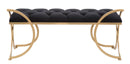 Panca Glam Luxy Nera 103x43x47 cm in Ferro e MDF e Spugna e Poliestere Nero e Oro