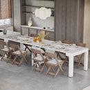 Tavolo Allungabile 45-300x90x75,5 cm Max 6 Persone in Metallo e MDF Bianco