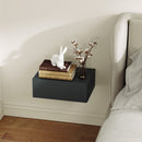 Comodino Sospeso Moderno 40x30x15 cm con Cassetto in Legno Nero   