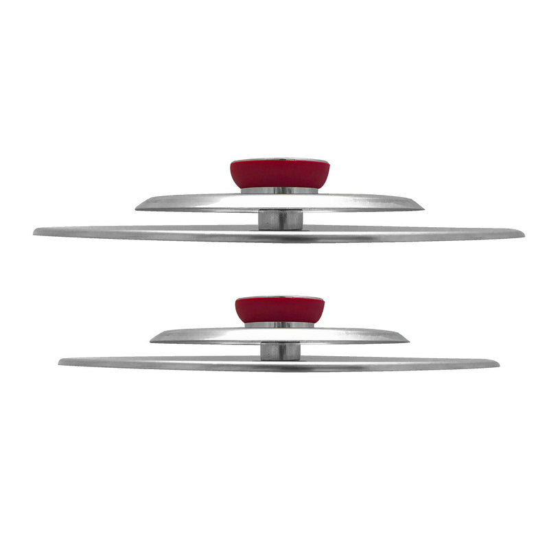 Kit 2 Coperchi Magici Antiodore Ventur Magic Ø25, Ø35 cm Cooker in Acciaio Inox Pomello Rosso