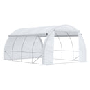 Serra a Tunnel 3,97x3x2 m con Porta Pannelli e 8 Finestre Avvolgibili in Acciaio Zincato e PE Bianco      