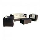 Set Salotto da Giardino Divano 2 Poltrone e Tavolino con Cuscini in Wicker Marrone