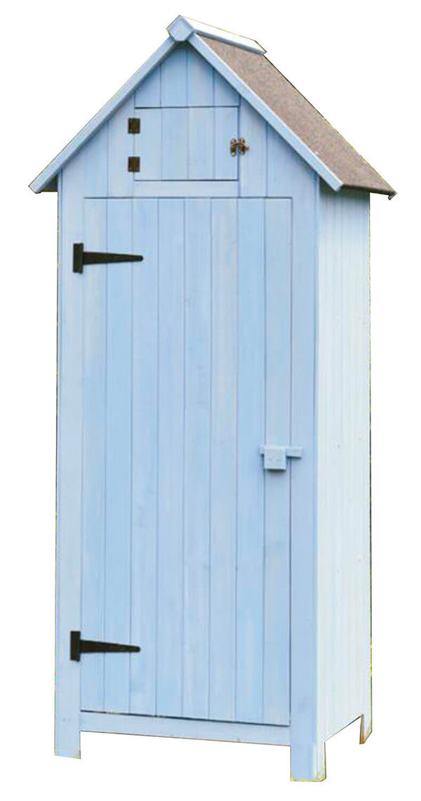 sconto Casetta Box da Giardino 77x55xH179 cm in Legno di Abete 10mm Azzurro Armoire
