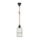 Lampada a sospensione Halat  in metallo nero e corda