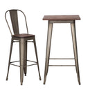 Tavolo Bar Detroit Quadrato 60x60x105 cm in Ferro e ELM Legno