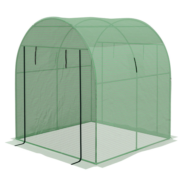 sconto Serra a Tunnel per Orto con Porte Avvolgibili e Finestre 1,8x1,8x2m in Acciaio e PE Anti UV Verde