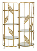 Libreria Leaf Double 73x90x35 cm in Ferro e MDF Oro