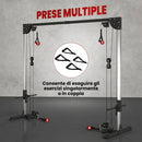 Lat Machine 245x85x207 cm con Pulegge Regolabili Stazione a Cavi con Pulldown 4 Maniglie e Carico Pesi Regolabile in Acciaio      
