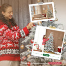 Albero di Natale Innevato Alto 210 cm con 1154 Rami Realistici e Base in Metallo Pieghevole Bianco      