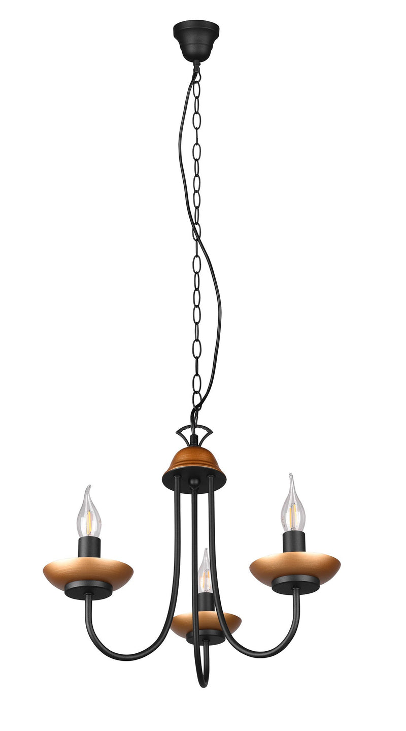 Lampadario Sospeso da Interno Attacco E14 in Metallo Nero Opaco