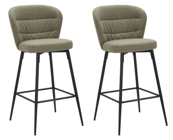 online Set 2 Sgabelli Bar Losanna 52x108x59 cm in Tessuto Verde/Nero