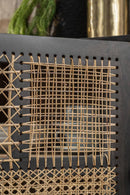 Madia 3 Ante 160x38x75 cm in Legno di Mango Grigio Scuro e Rattan