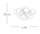 Plafoniera Metallo Cromato paralumi Sferici Vetro Opale Lampada Led 2,5 watt Luce Calda