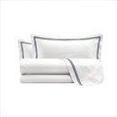 Set Lenzuola Sopra Sotto e Federe Linea Venere in Raso di Cotone Blu Varie Misure
