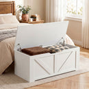 Cassapanca Contenitore 100x40x45 cm con 2 Cerniere di Sicurezza in Truciolato Bianco Effetto Legno      