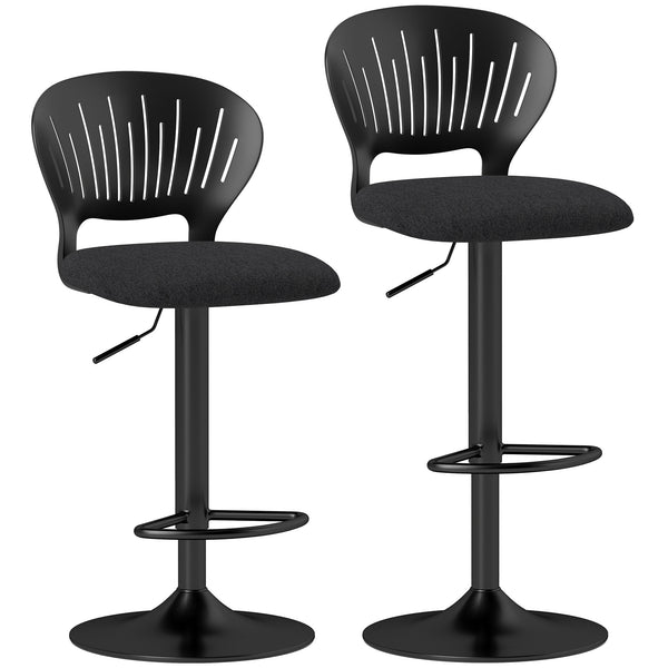 Set 2 Sgabelli da Bar 40,5x43x84-105 cm in Tessuto Effetto Lino e Metallo con Poggiapiedi Nero prezzo