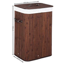 Cesto Biancheria Sporca Pieghevole in Bambu Tessuto Portabiancheria con Manici Marrone