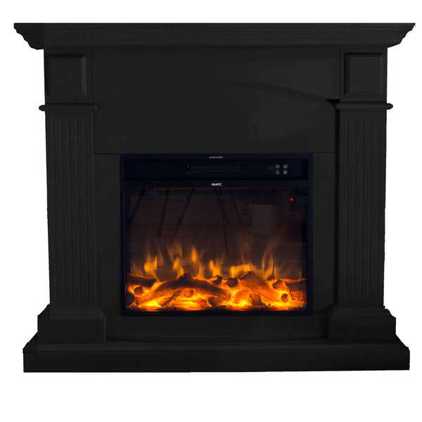 online Camino Elettrico da Pavimento 113,7x102,2x28,2 cm Effetto Fiamma 1500W Sined Cetona Nero