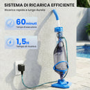 Aspirapolvere per Piscina 90x24x13,5 cm Senza Fili con Spazzola e Filtri in ABS e Alluminio Blu      