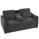 Divano Letto 2 Posti 166x90x84 cm con Schienale Regolabile in 3 Posizioni con 2 Cuscini in Ciniglia Grigio Scuro      