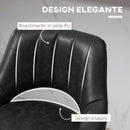 Set da 2 Sgabelli da Bar con Altezza Regolabile Poggiapiedi e Seduta Girevole in Finta Pelle Nero    