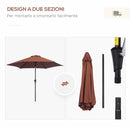 Ombrellone da Giardino Inclinabile Ø260x235 cm in Metallo e Poliestere Nero e Caffè  