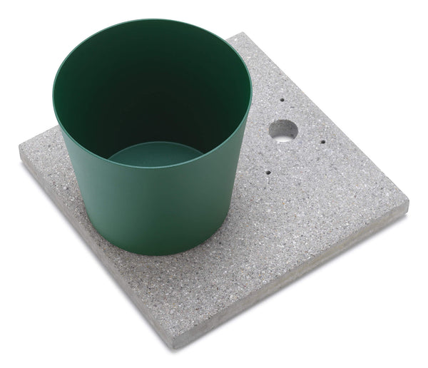 acquista Base con Vaschetta per Fontane con Ghiera Grande 40x40x5 cm in Cemento Belfer 42/BSE/3 Verde