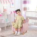 Poltrona per Bambini 50,2x41,9x57,8 cm con Schienale a Corona in Tessuto Effetto Velluto Rosa  