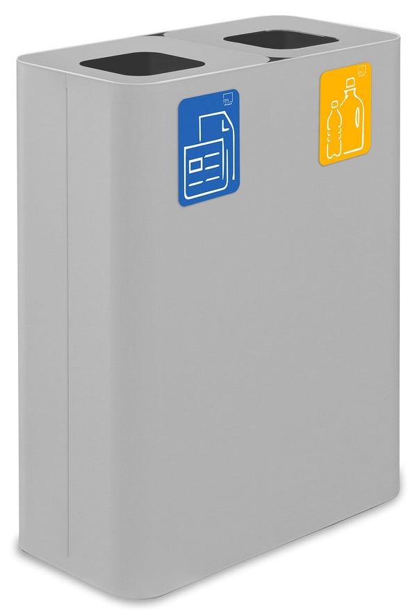 Pattumiera Sistema di Raccolta Rifiuti 60x30xh80 cm In Acciaio Verniciato Doppio Scomparto Bianco acquista